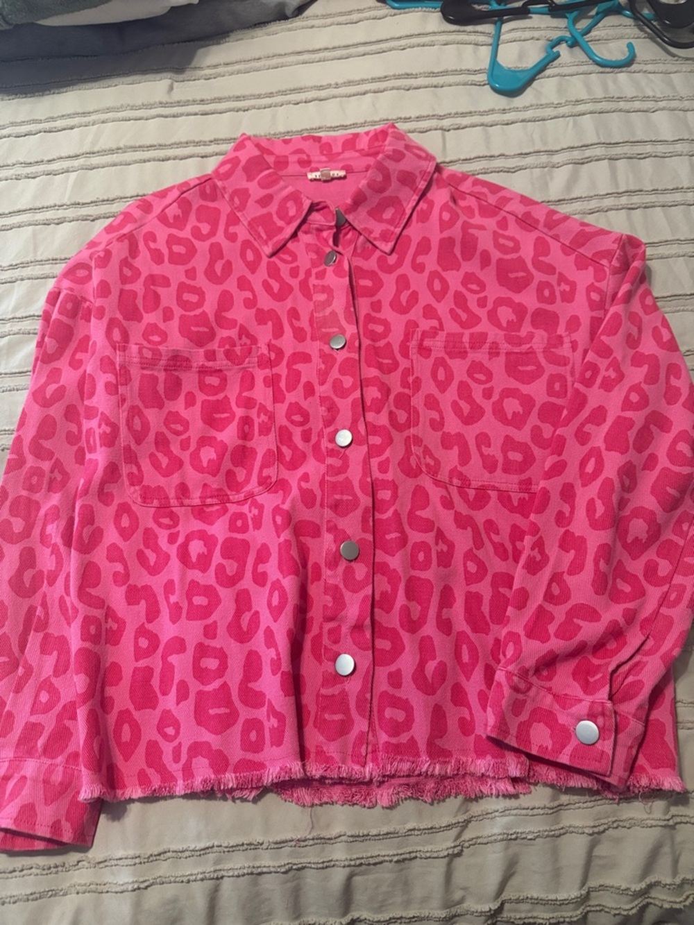 Hot Pink Leopard Print Button-Up Jacket